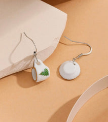 Adorable Christmas Tea Cup Earring Set