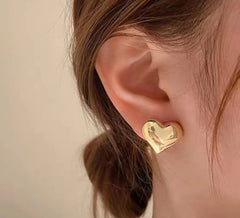 Adorable Gold or Silver Heart Stud Earrings