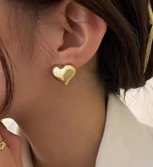 Adorable Gold or Silver Heart Stud Earrings